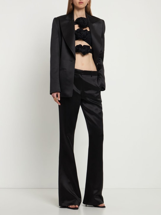 Magda Butrym: Flared wool & silk crepe tuxedo pants - Black - women_1 | Luisa Via Roma