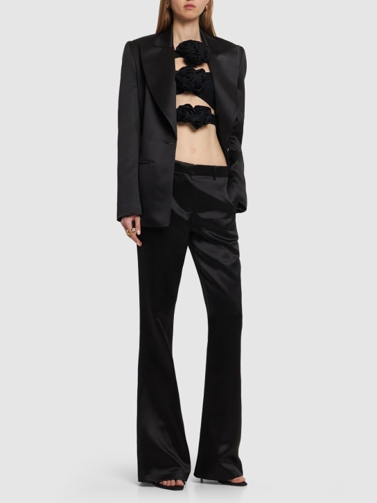 Magda Butrym: Flared wool & silk crepe tuxedo pants - Black - women_1 | Luisa Via Roma