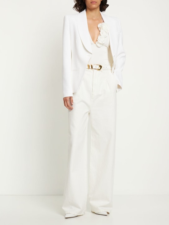 Magda Butrym: Jersey cutout bodysuit w/ flowers - Cream - women_1 | Luisa Via Roma