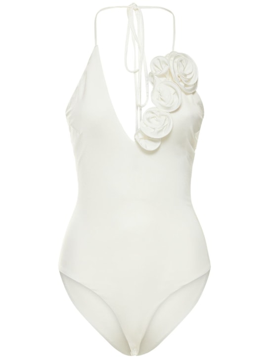Magda Butrym: Jersey cutout bodysuit w/ flowers - Cream - women_0 | Luisa Via Roma