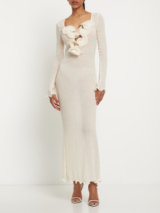 Magda Butrym: Robe midi avec fleur appliquée - women_1 | Luisa Via Roma