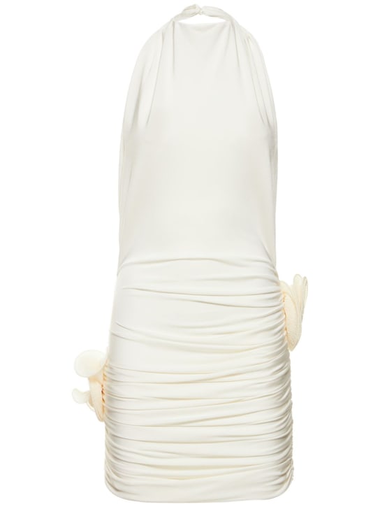 Magda Butrym: Fitted draped viscose jersey mini dress - Cream - women_0 | Luisa Via Roma