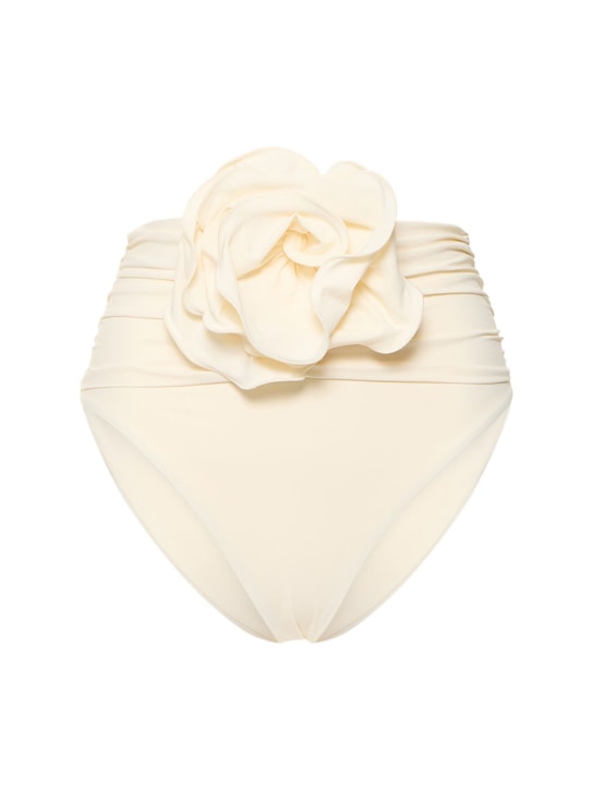 Magda Butrym: Bas de maillot de bain taille haute détail fleur - Crème - women_0 | Luisa Via Roma