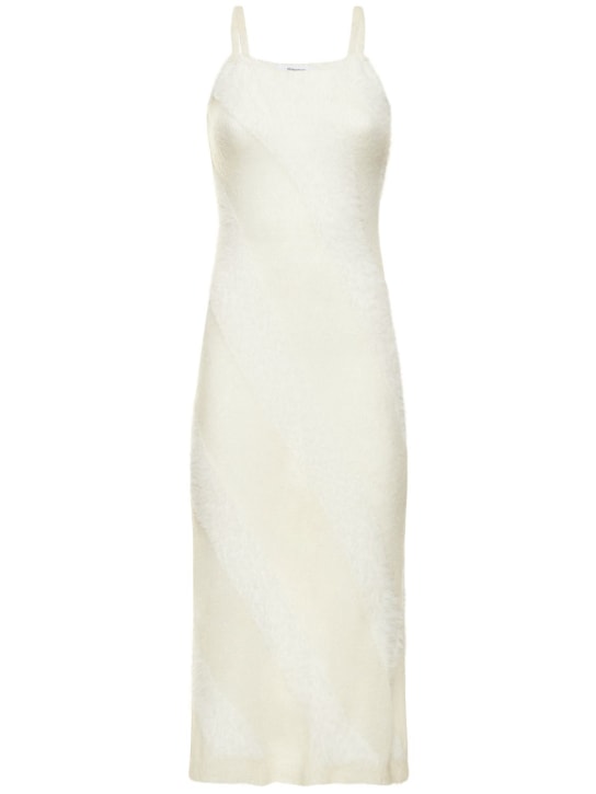 Gimaguas: Fuzzy mohair blend midi dress - White/Beige - women_0 | Luisa Via Roma