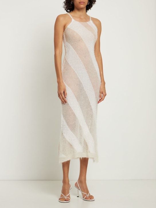 Gimaguas: Fuzzy mohair blend midi dress - White/Beige - women_1 | Luisa Via Roma