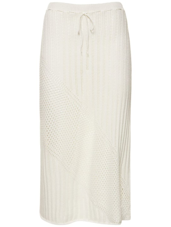 Gimaguas: Bartola knitted cotton long skirt - White - women_0 | Luisa Via Roma