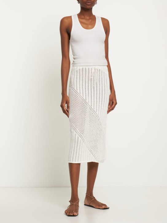 Gimaguas: Bartola knitted cotton long skirt - White - women_1 | Luisa Via Roma