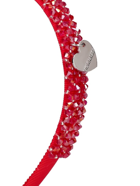 Monnalisa: Serre-tête en perles avec charm logo - Rouge - kids-girls_1 | Luisa Via Roma