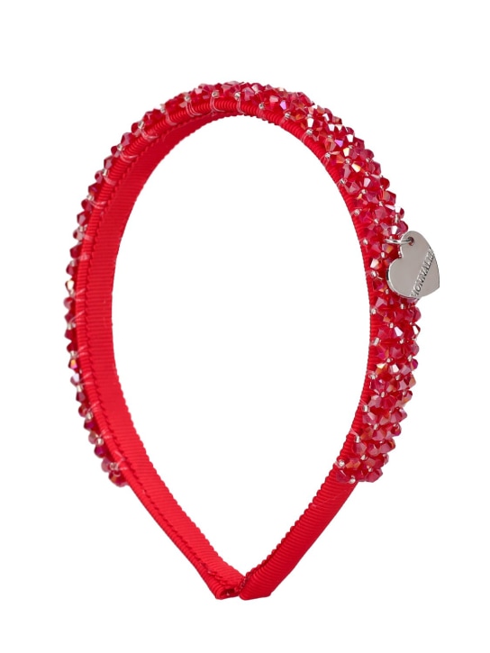 Monnalisa: Serre-tête en perles avec charm logo - Rouge - kids-girls_0 | Luisa Via Roma