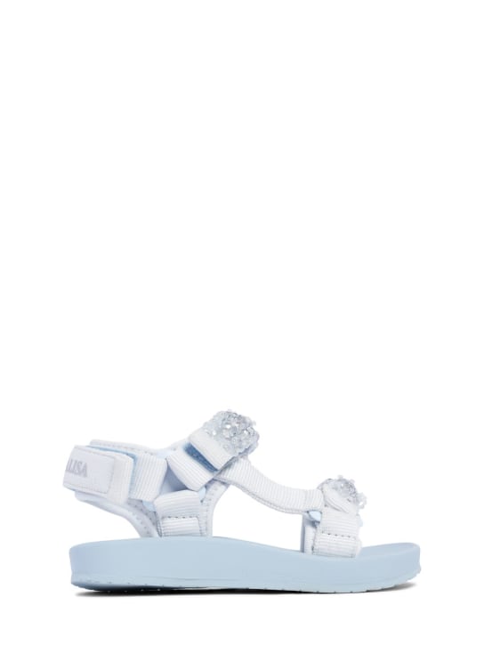 Monnalisa: Beaded webbing sandals - Hellblau - kids-girls_0 | Luisa Via Roma