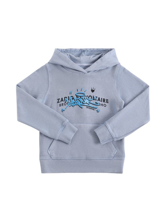 Zadig&Voltaire: 层压图案&印花棉质连帽卫衣 - 浅蓝色 - kids-girls_0 | Luisa Via Roma