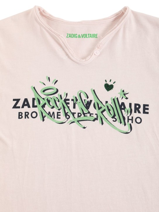 Zadig&Voltaire: 印花有机棉T恤 - 粉色 - kids-girls_1 | Luisa Via Roma