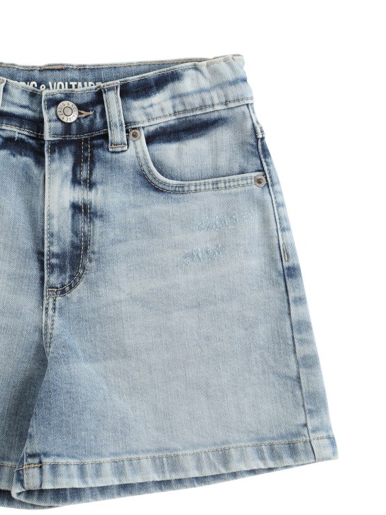 Zadig&Voltaire: ウォッシュドコットンデニムショートパンツ - デニム - kids-girls_1 | Luisa Via Roma
