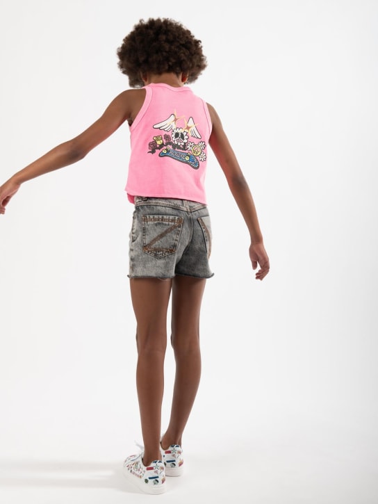 Zadig&Voltaire: Shorts de denim de algodón lavado - Gris - kids-girls_1 | Luisa Via Roma