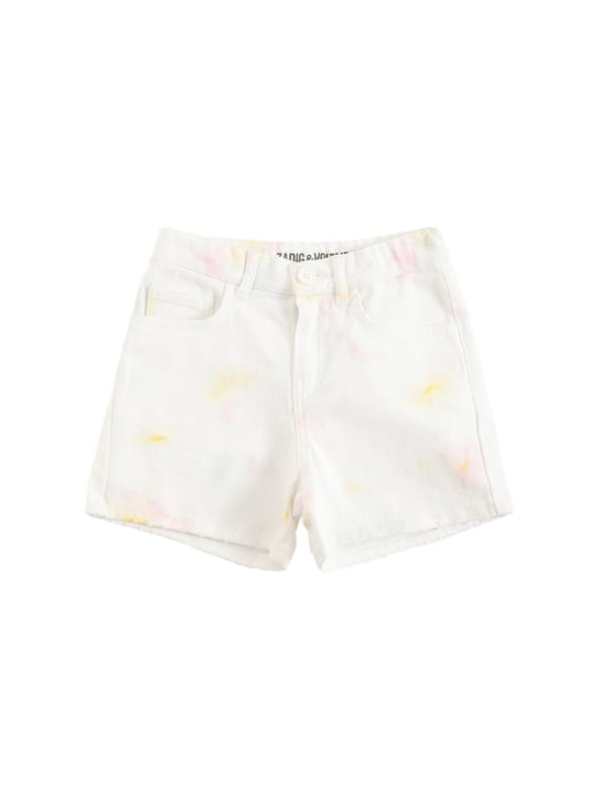 Zadig&Voltaire: Tie dye cotton denim shorts - White/Multi - kids-girls_0 | Luisa Via Roma