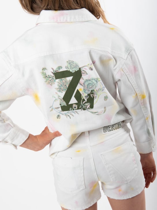 Zadig&Voltaire: Tie dye cotton denim shorts - White/Multi - kids-girls_1 | Luisa Via Roma