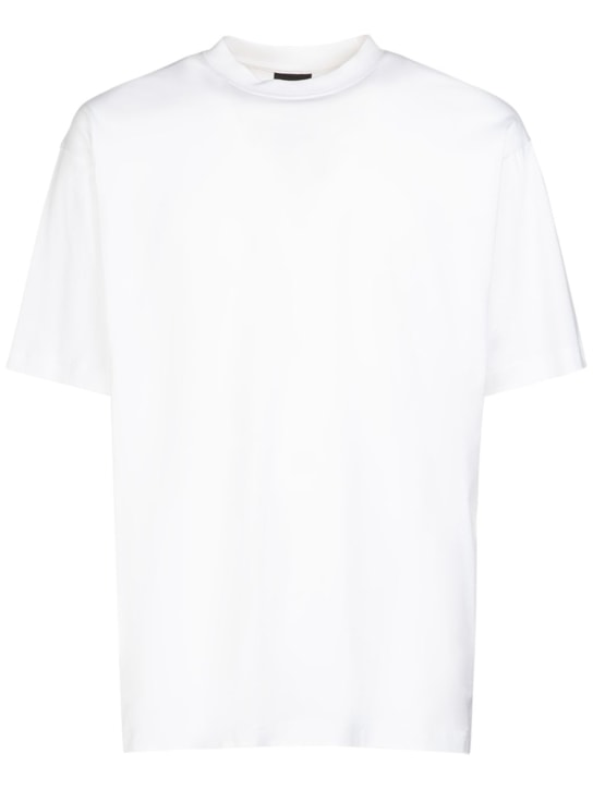 Balenciaga: Camiseta de algodón - Blanco/Negro - men_0 | Luisa Via Roma