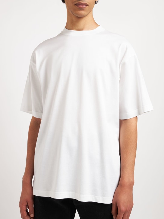Balenciaga: T-shirt en coton - Blanc/Noir - men_1 | Luisa Via Roma