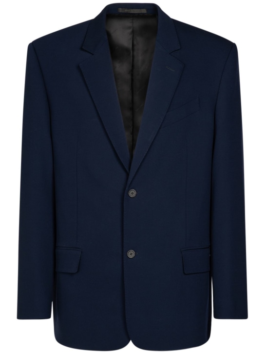 Balenciaga: Tailored wool jacket - Navy - men_0 | Luisa Via Roma