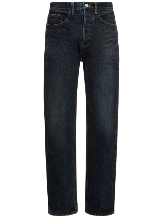 Balenciaga: Jeans in denim di cotone - Blu Scuro - men_0 | Luisa Via Roma