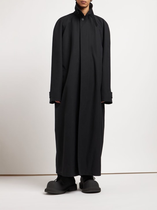 Balenciaga: Wool blend raglan carcoat - Black - men_1 | Luisa Via Roma