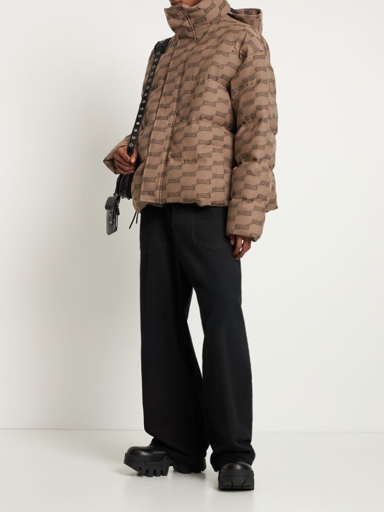 Balenciaga: 프린트 테크 다운 재킷 - 베이지/브라운 - men_1 | Luisa Via Roma