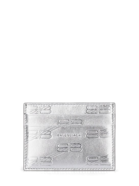 Balenciaga: 压纹皮革卡包 - 银色 - men_0 | Luisa Via Roma