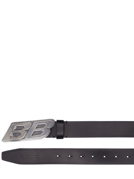 Balenciaga: 3.5cm BB Moto leather belt - Black - men_2 | Luisa Via Roma
