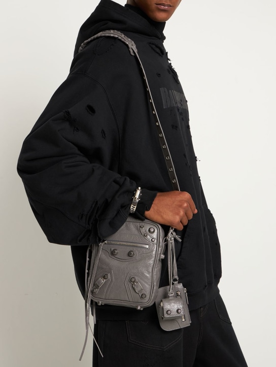 Balenciaga: Le Cagole leather crossbody bag - Dark Grey - men_1 | Luisa Via Roma