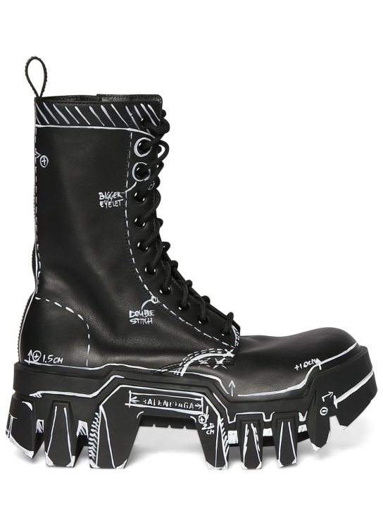 Balenciaga: Bulldozer lace-up boots - Black/White - men_0 | Luisa Via Roma