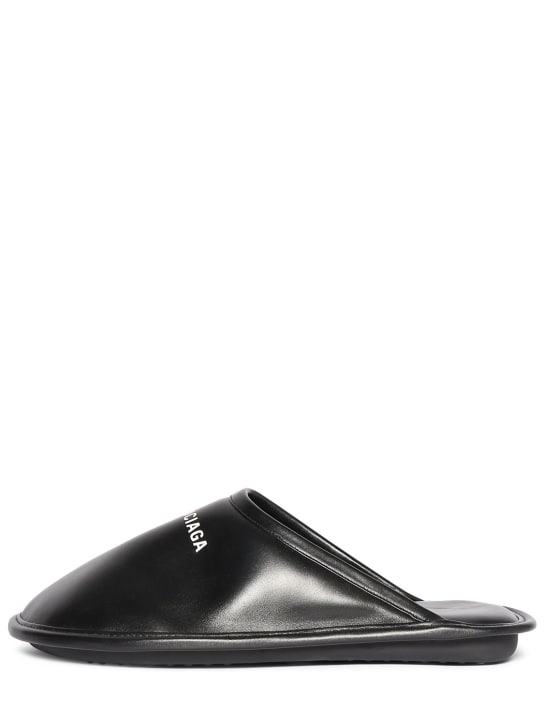 Balenciaga: Home flat slippers - Siyah/Beyaz - men_0 | Luisa Via Roma