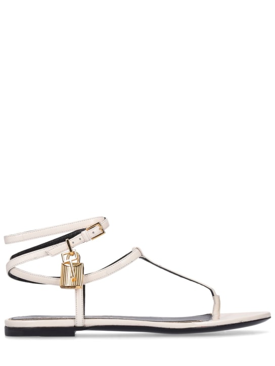 Tom Ford: 10毫米皮革夹趾凉鞋 - 白色 - women_0 | Luisa Via Roma