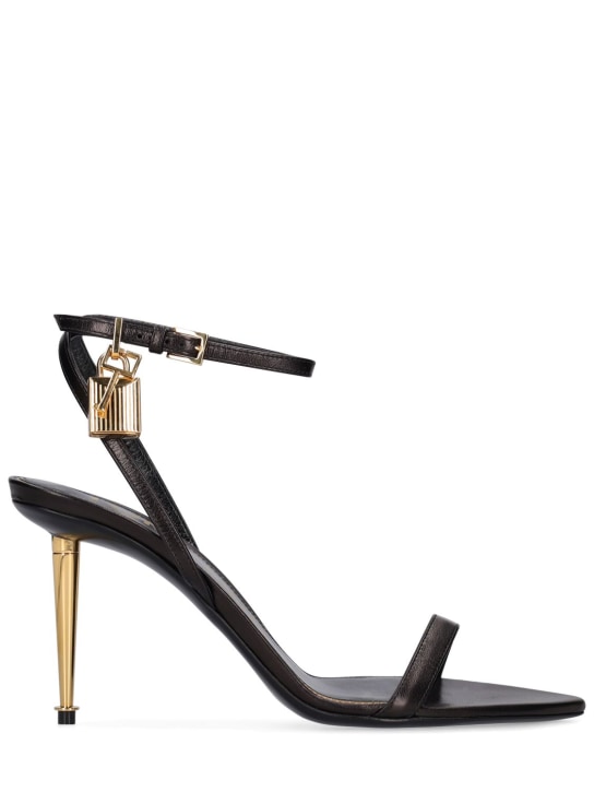 Tom Ford: 85mm Padlock leather sandals - Black - women_0 | Luisa Via Roma