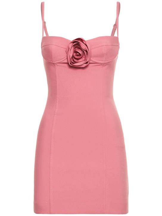 Blumarine: Crepe flower detail mini dress - Pink - women_0 | Luisa Via Roma