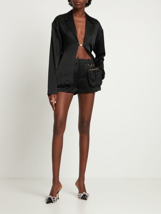 Blumarine: Short cargo en satin - Noir - women_1 | Luisa Via Roma