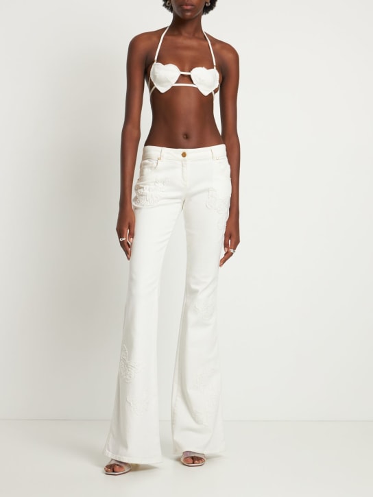 Blumarine: Soutien-gorge en denim de coton - Blanc - women_1 | Luisa Via Roma