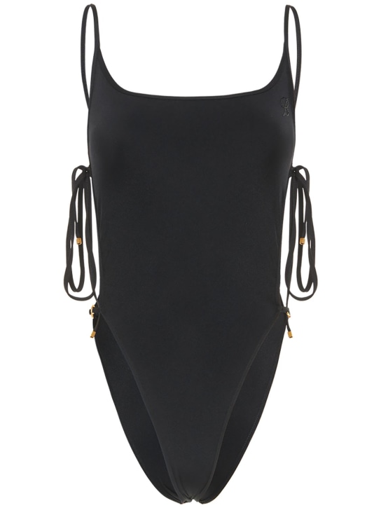 Blumarine: Side ties onepiece swimsuit - Black - women_0 | Luisa Via Roma