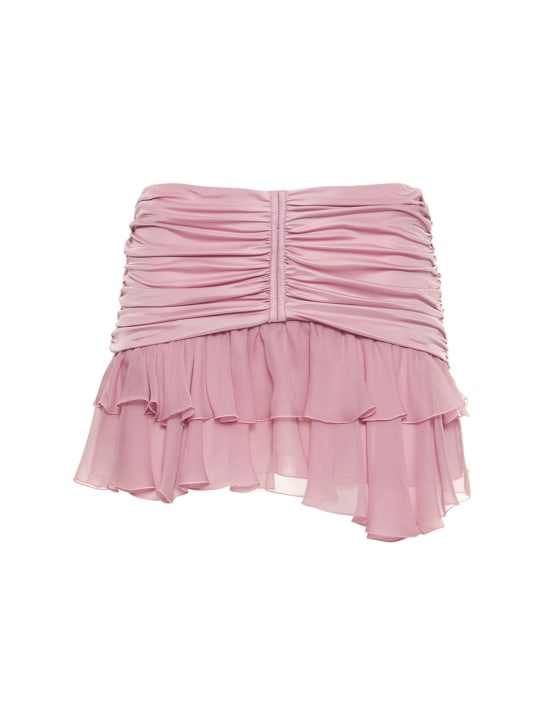 Blumarine: Jersey & chiffon draped mini skirt - Pink - women_0 | Luisa Via Roma