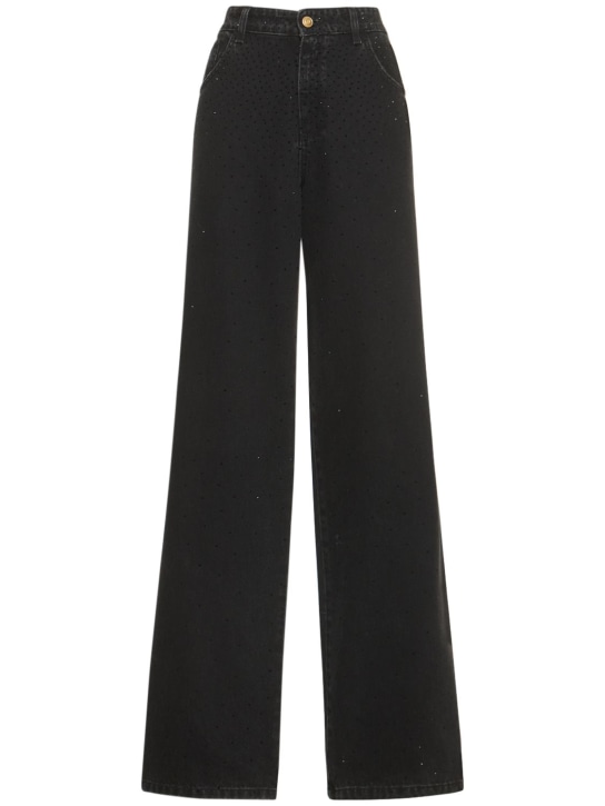 Blumarine: Jeans anchos de denim - Negro - women_0 | Luisa Via Roma