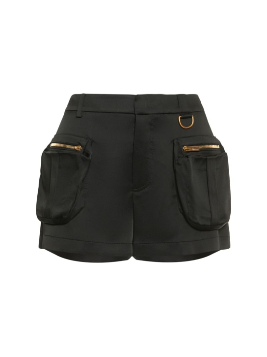 Blumarine: Short cargo en satin - Noir - women_0 | Luisa Via Roma