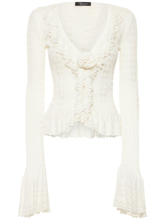 Blumarine: Viscose & cotton pointelle knit twin set - women_0 | Luisa Via Roma