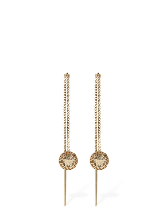 Versace: Medusa coin drop earrings - Gold - women_0 | Luisa Via Roma