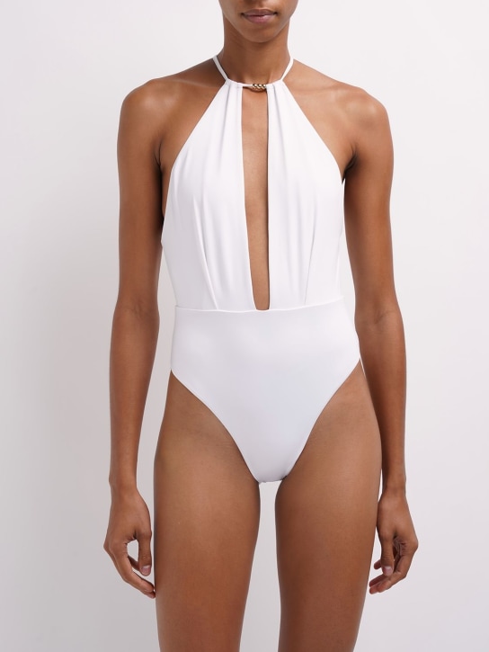 Max Mara: Cutout jersey one piece swimsuit - women_1 | Luisa Via Roma