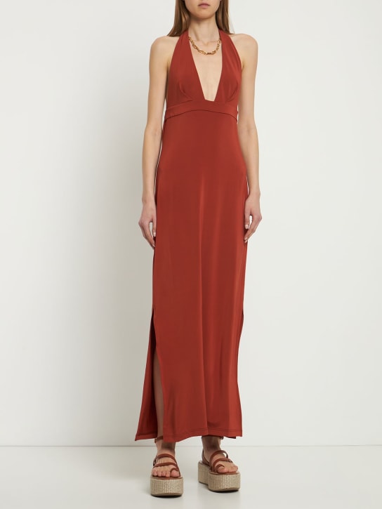 Max Mara: Fluid viscose jersey long dress - women_1 | Luisa Via Roma