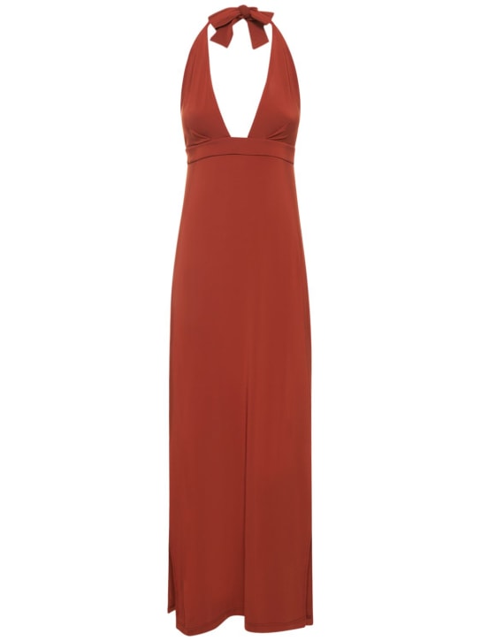 Max Mara: Fluid viscose jersey long dress - women_0 | Luisa Via Roma