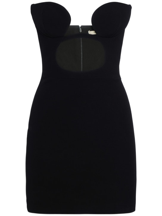 Nensi Dojaka: Vestido corto de crepé sin tirantes - Negro - women_0 | Luisa Via Roma