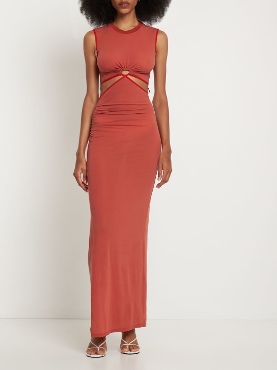 Nensi Dojaka: Robe longue en jersey cupro ajouré - Orange - women_1 | Luisa Via Roma
