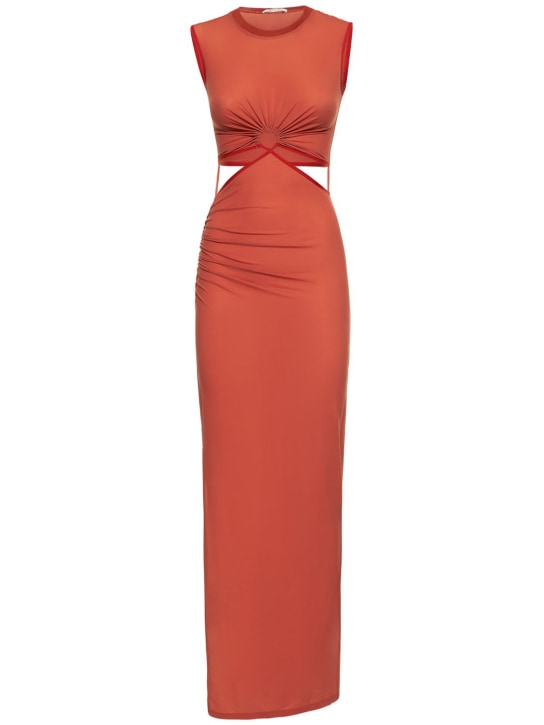 Nensi Dojaka: Robe longue en jersey cupro ajouré - Orange - women_0 | Luisa Via Roma