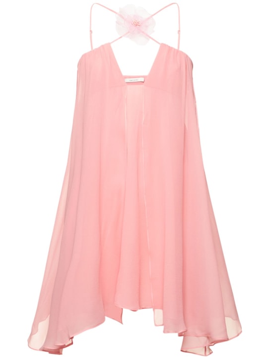 Nensi Dojaka: Vestido corto de seda georgette - Rosa - women_0 | Luisa Via Roma