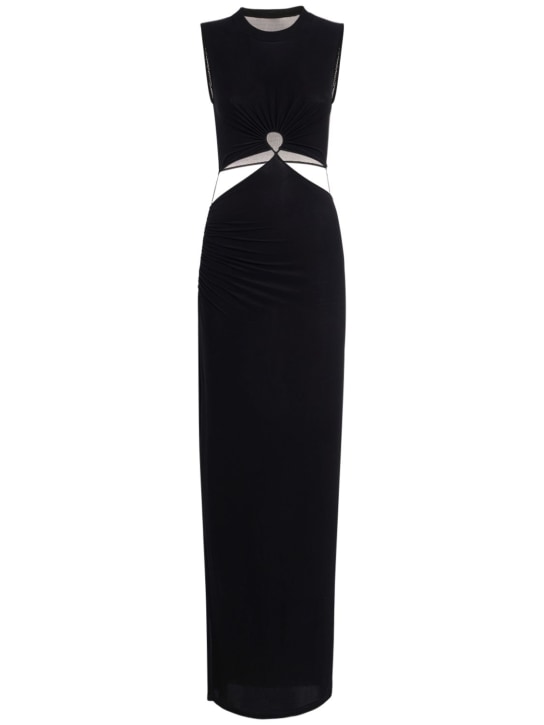 Nensi Dojaka: Vestito in jersey di cupro con cutout - Nero - women_0 | Luisa Via Roma